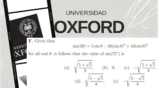 Problema del EXAMEN de ADMISIÓN a OXFORD 2022 | Sen(72°)