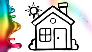 How To Draw A House From Shapes For Kids And Toddlers. Educational drawing.