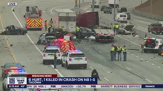6 hurt, 1 killed in crash on I-5 in Tacoma