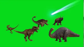 Dinosaur Extinction 3D animation on Green Screen, Chroma Key.