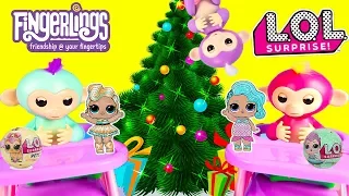 FINGERLINGS Grinch Opens Santa Christmas LOL Surprise Dolls and Huge Lego Playdoh Egg