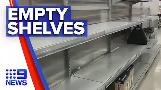 Empty retail shelves from manufacturing shutdowns | Nine News Australia