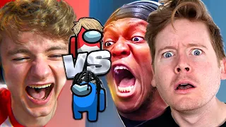 KSI vs TOMMYINNIT FIGHT ON AMONG US REACTION