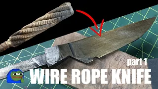 Forging a knife from a wire rope (Cable Damascus)