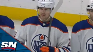 Oilers' Klim Kostin Intercepts Sloppy Ducks Pass Before Firing Puck Past John Gibson