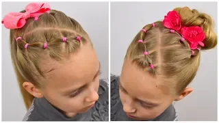 2 EASY hairstyles with PIGTAILS and ELASTICS/Messy Bun (Little girls hairstyles ) | LittleGirlHair