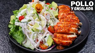 POLLO y Ensalada Probiotica! facil y economico | Abelca