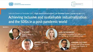 UNIDO&SDSN: Achieving inclusive & sustainable industrialization & the SDGs in a post-pandemic world