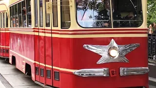 Парад трамваев-2019 на Чистопрудном бульваре в День московского транспорта 13 июля