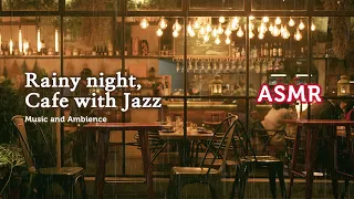 ASMR Relaxing Jazz Music & Rainy Night Coffee Shop Ambience 3hr + Timer