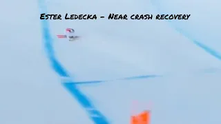Ester Ledecka - Near crash recovery, GOING BACKWARDS! - Olympics