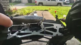 Hpi savage 25 quick rip in the front yard. Sh .28 P8 Hpi hellfire header, JP modified pipe.