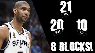 Tim Duncan Almost Quadruple Double 2003 Finals Game 6 vs Nets - 21 Pts, 20 Rebs, 10 Asts, 8 Blocks!