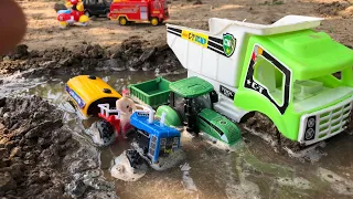 Playing in the mud and watering hay with tractor/Tractors for kids#toysforkids