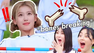 TWICE breaking their backs for a game of limbo for 6 minutes straight