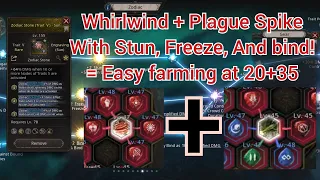 Whirlwind + Plague Spike with Stun, Freeze, and bind. Chaos Dungeon 20+35. Undecember