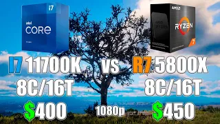 Intel Core i7 11700K vs AMD Ryzen 7 5800X - Игротест в 8 Играх в FullHD в 1080p