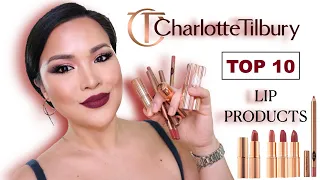 My Top 10 CHARLOTTE TILBURY LIPSTICKS | LIPLINERS | Giveaway | Swatches | TRY ON