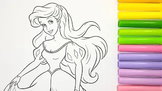 Coloring Disney The Little Mermaid - Princess Ariel & Prince Eric Coloring Pages for kids#ariel