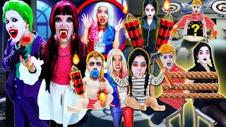 A ARLEQUINA VIROU A DRACULAURA E MORDEU O CORINGA! WANDA E O FEIOSO DA FAMILIA ADDAMS VIRARAM BEBES!