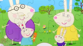 Семья Кроликов - собираем большой пазл для детей с фигурками друзей Пеппы | Merry Nika