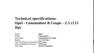 Opel - Commodore B Coupe - 2.5 (115 Hp) - Technical specifications