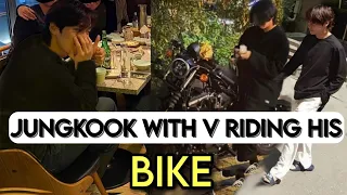 Jungkook Spotted riding his Bike with V in Busan, JK V Hangout in BIKE