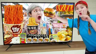 Mukbang Fire Spicy Noodle Tteokbokki 야외 편의점 TV 속 음식 먹방! 컵라면 김밥 통감자 Convenience Store | HIU 하이유