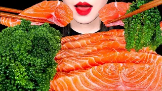 ASMR SEA GRAPES SALMON SASHIMI 바다포도 연어 먹방 SEAFOOD EATING SOUNDS MUKBANG ZOEY ASMR 조이 咀嚼音