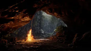 Cavern Serenity| Unwind and Recharge with the Perfect Blend of Rain and Fire Sounds