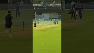 Arjun Tendulkar bowls to Rohit Sharma in the nets of Wankhede, Mumbai Indians Practice Session