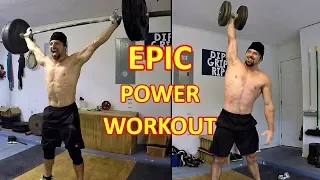 EPIC EXPLOSIVE WORKOUT! 200lbs x 3 Power Snatch PR | 1-Arm DB Snatch | Heavy Swings