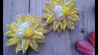 Бантики из узкой ленты 0,6 см МК Канзаши / DIY Hair Bow / Beautiful Ribbon Bow / Bow tutorial