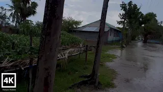 [4K] Heavy Rain Walk | Walking in My Peaceful Little Village | Bangladeshi Village of Life #rain
