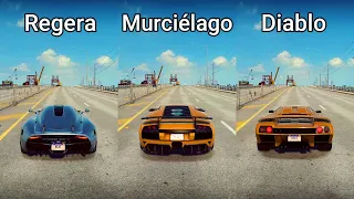 NFS Heat: Koenigsegg Regera vs Lamborghini Murciélago SV vs Lamborghini Diablo SV - Drag Race