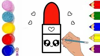 How to draw cute  lipstick💄| easy Red lipstick drawing for kids ‎@Gul-e-ZahraArt