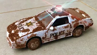 Dirty Police Cars Getting Washed. Cartoon Toy Car Wash Video