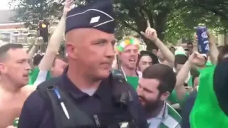 Irish fans having fun with the police in France