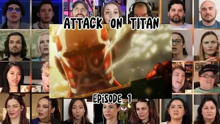 Attack on Titan Episode 1 Reaction Mashup | S1