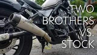 Honda Rebel CMX 500 Two Brothers Exhaust vs. Stock