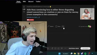 xQc reacts to Adin Ross convincing fans to pee on them for money