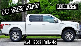 Can You Fit 35in Tires On Just A Leveling Kit On Your F150? | F150 Leveled On 35s | No Rubbing