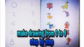 how to draw using number 0 to 9/step by step drawing from 0 to 9 numbers #drawingzone