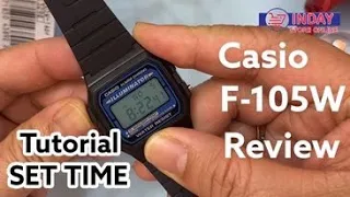 Casio F-105W REVIEW and TUTORIAL on How to SET TIME