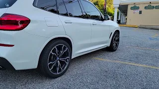 2021 BMW X3M40i with X3M wheels with 10mm spacers. 295 35 21 rears and 265 40 21 front.