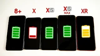 iPhone XR vs iPhone XS vs XS Max vs iPhone X vs iPhone 8 Plus Battery Life DRAIN TEST