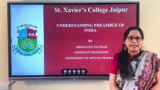 Understanding Preamble of India | Ms  Mrinalini Faujdar | Dept. of Arts |St. Xavier's College Jaipur