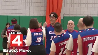 Hitting the court with the Shelby Pistons