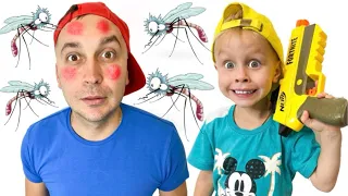 Lev and Dad vs mosquitoes in our house