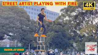 4k hdr Japan walk | A thrilling street performance on the streets of Yokohama | Cute and humorous.